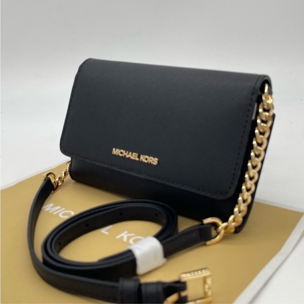 Michael Kors Black and Gold Phone Crossbody Bag - Picture 2 of 13